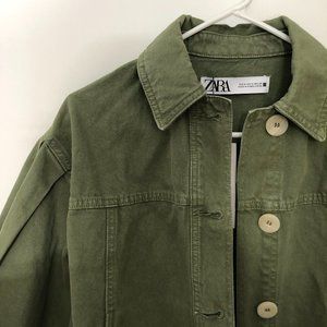Zara Green Buttoned Denim Jacket (M)